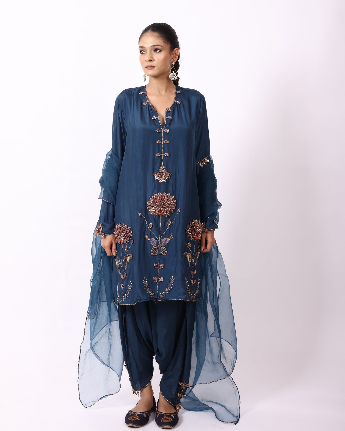 Indigo Blue Chanderi Suit