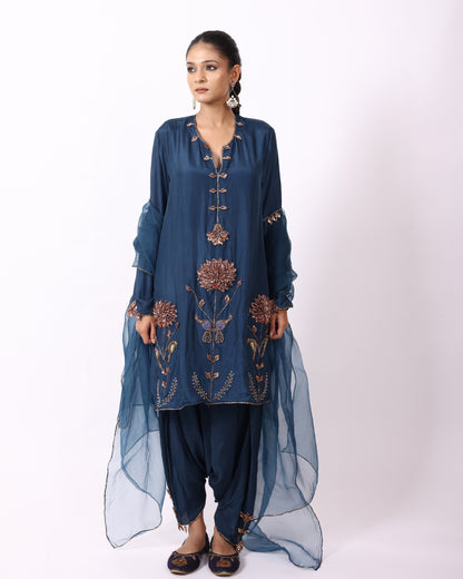 Indigo Blue Chanderi Suit