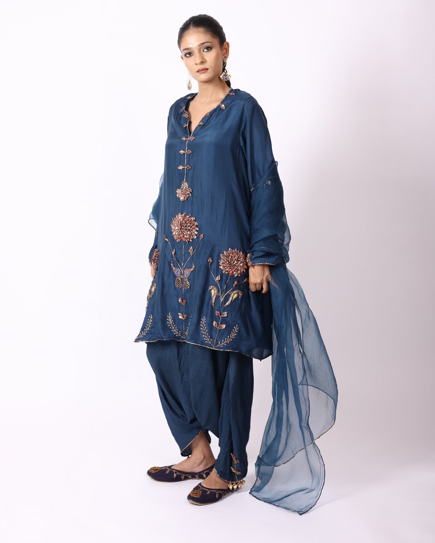 Indigo Blue Chanderi Suit