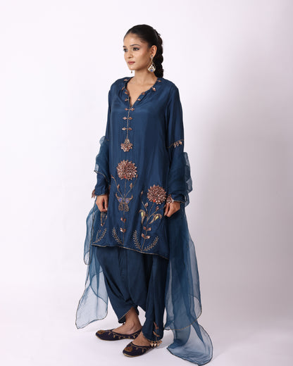 Indigo Blue Chanderi Suit