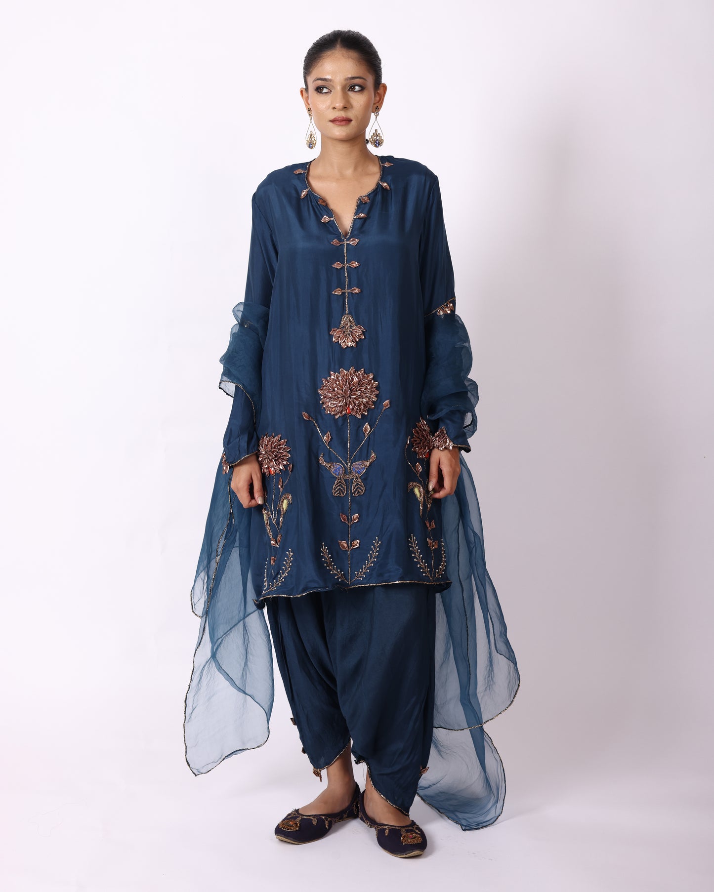 Indigo Blue Chanderi Suit