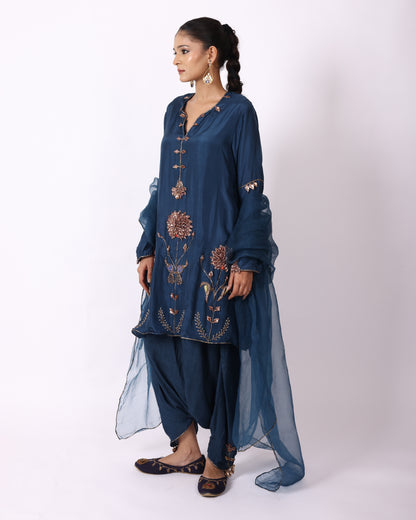 Indigo Blue Chanderi Suit