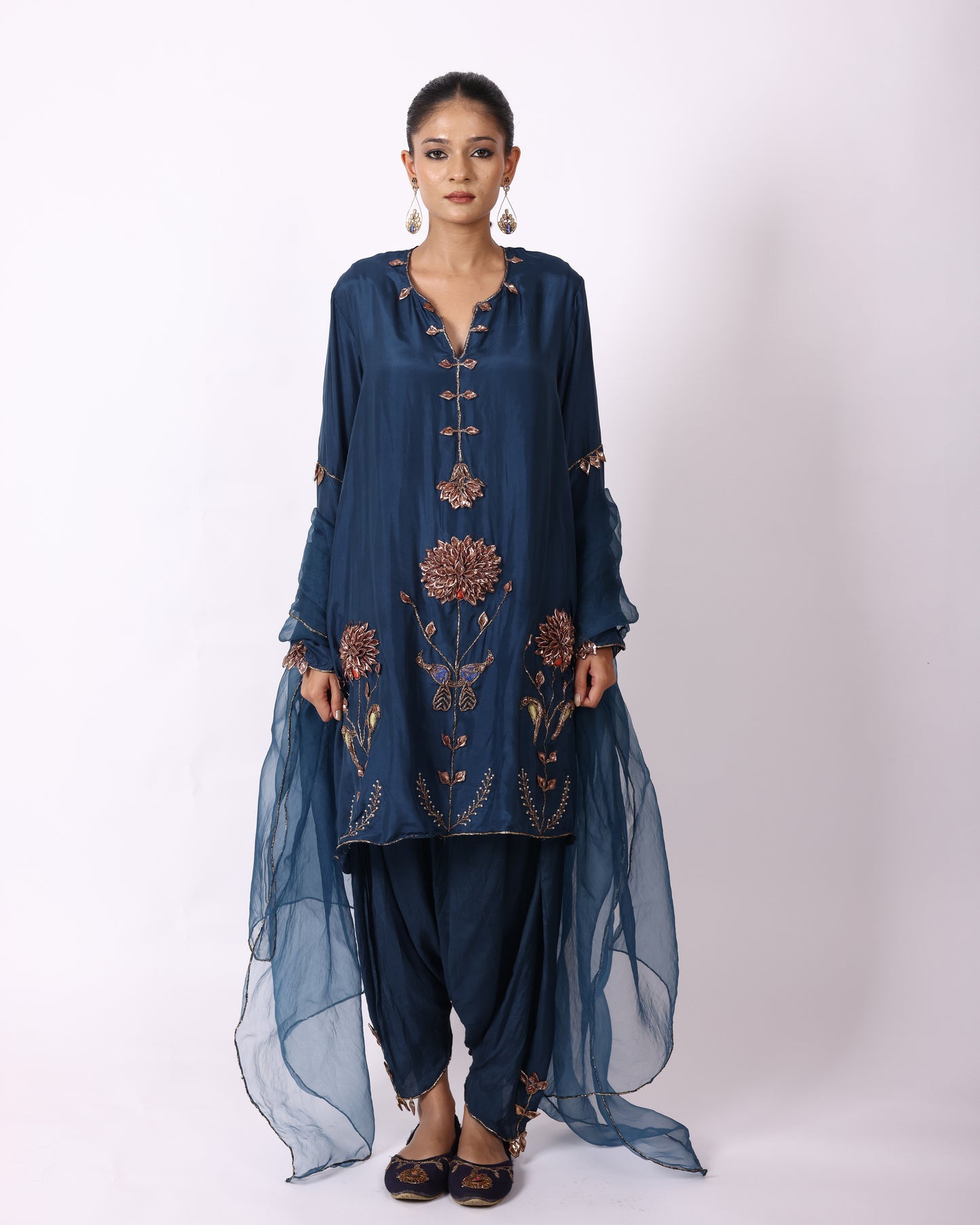 Indigo Blue Chanderi Suit