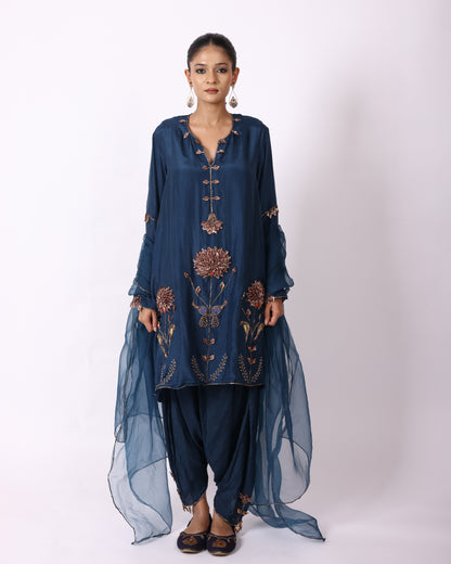 Indigo Blue Chanderi Suit