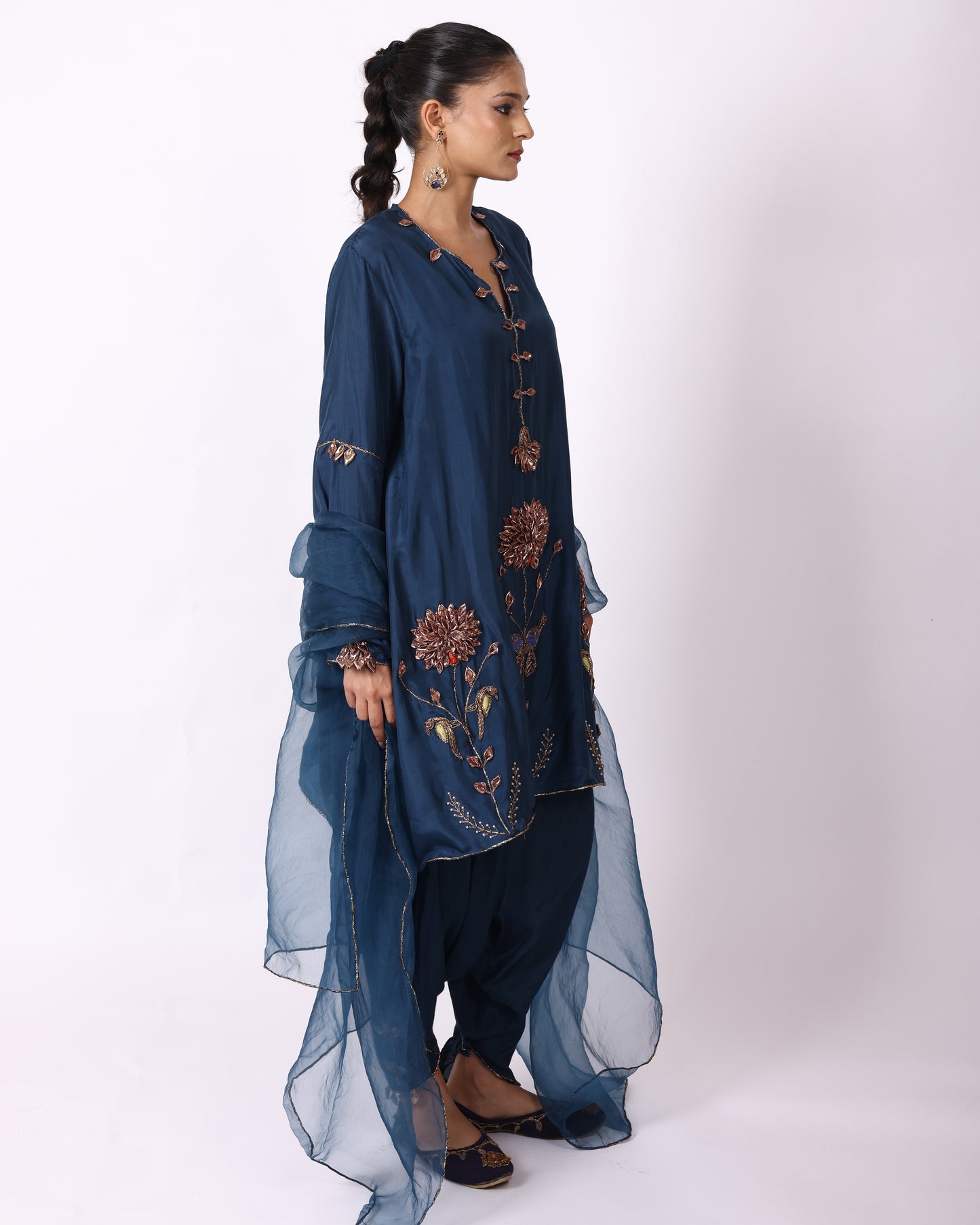 Indigo Blue Chanderi Suit