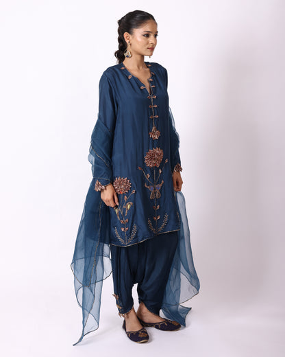 Indigo Blue Chanderi Suit