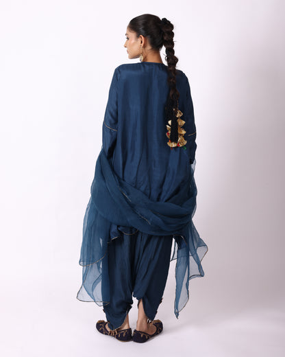 Indigo Blue Chanderi Suit