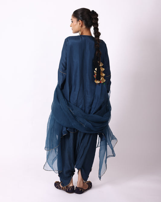 Indigo Blue Chanderi Suit
