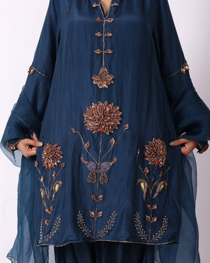Indigo Blue Chanderi Suit