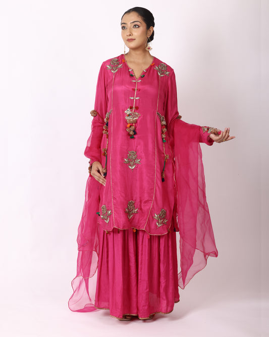 Magenta Silk Suit