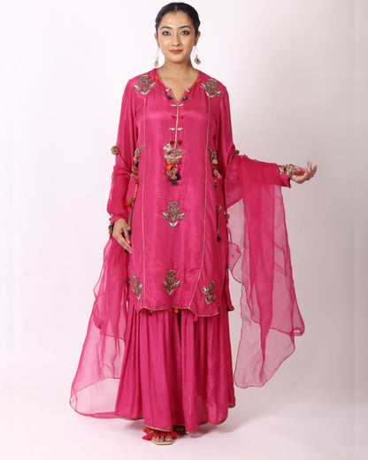 Magenta Silk Suit