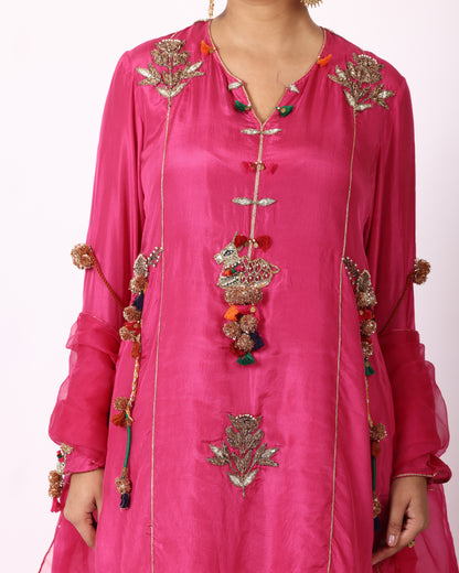 Magenta Silk Suit