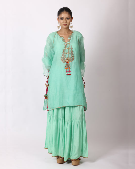 Sea Green Chanderi Suit