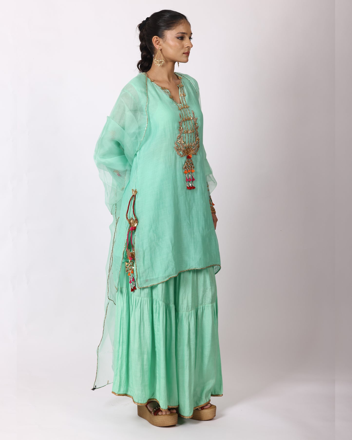 Sea Green Chanderi Suit