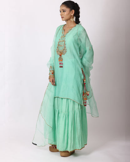 Sea Green Chanderi Suit