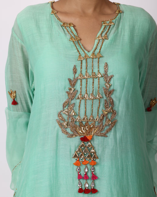 Sea Green Chanderi Suit