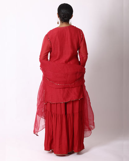 Pinkish Red Chanderi Suit