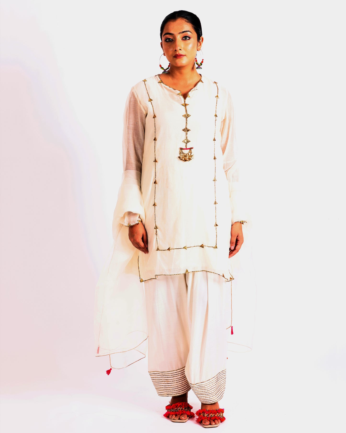 Off White Chanderi Suit