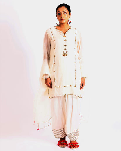Off White Chanderi Suit