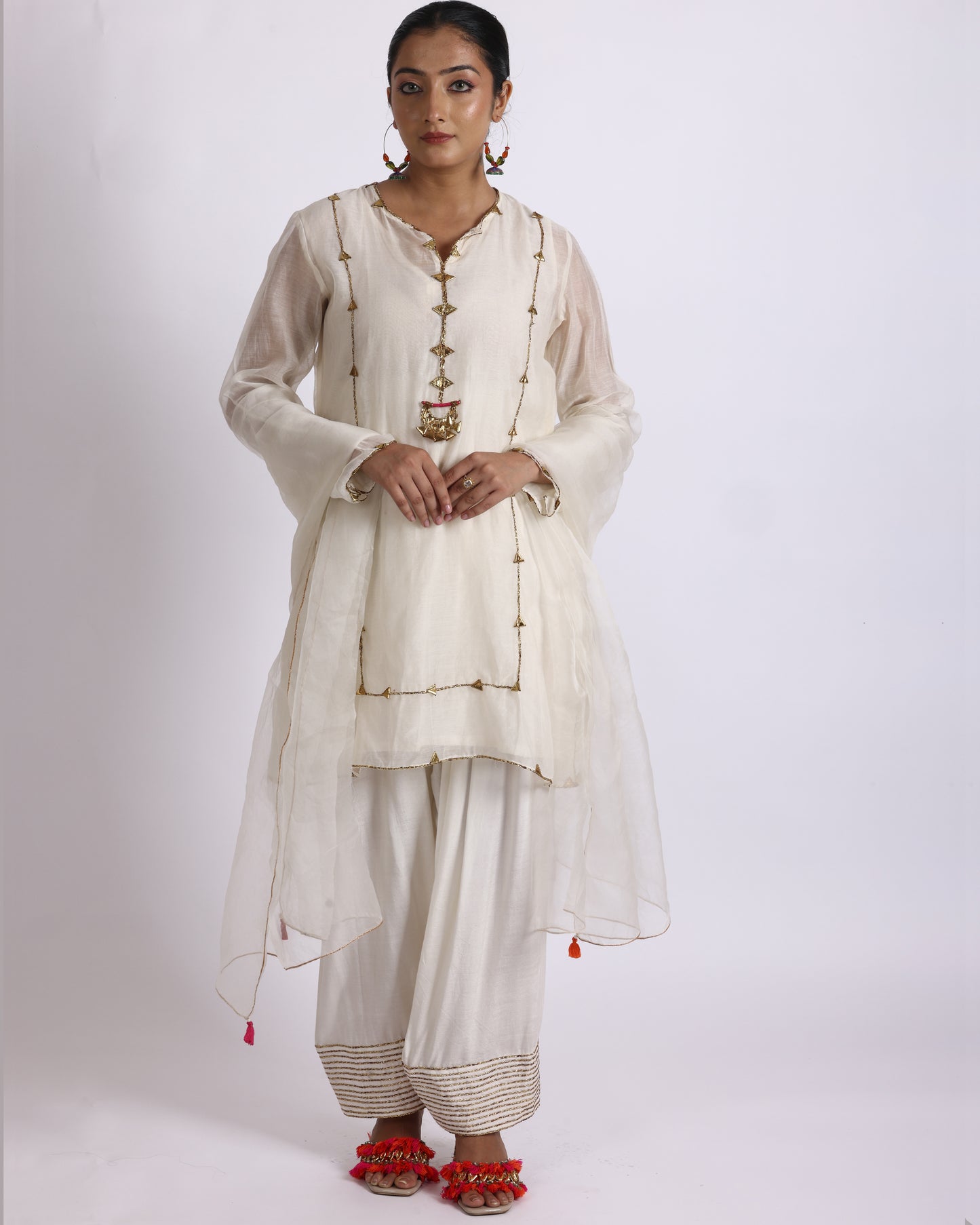 Off White Chanderi Suit