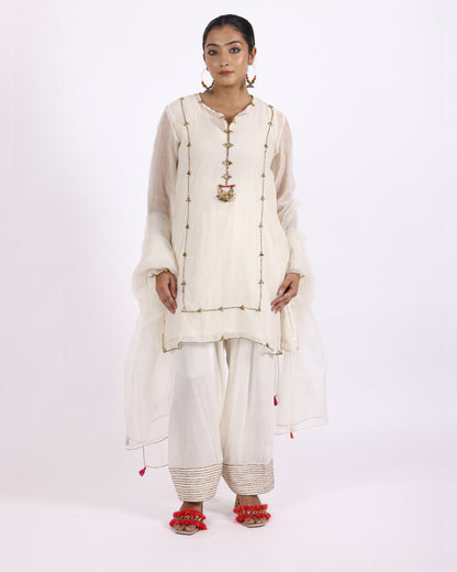 Off White Chanderi Suit