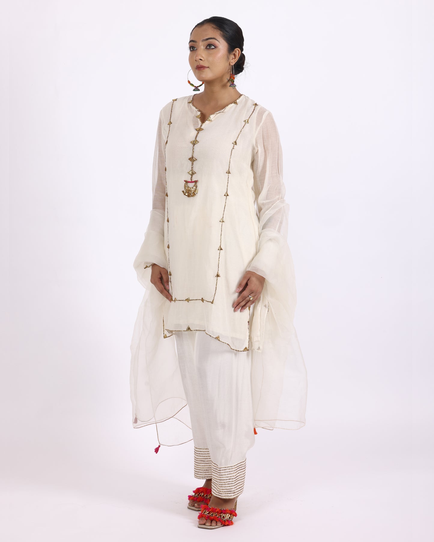 Off White Chanderi Suit