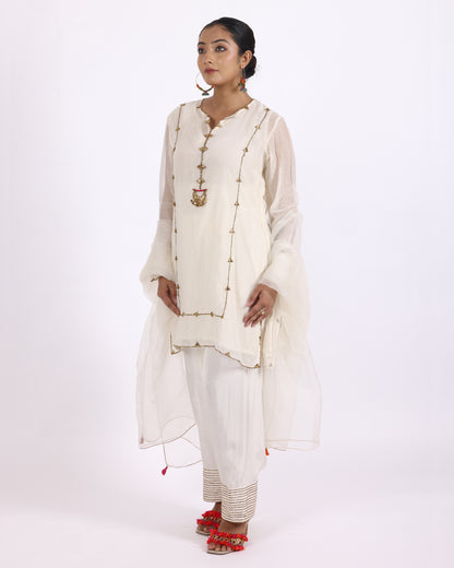 Off White Chanderi Suit