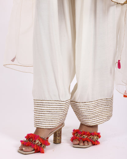 Off White Chanderi Suit