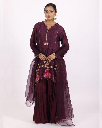 Luxurious Wine Silk Suit