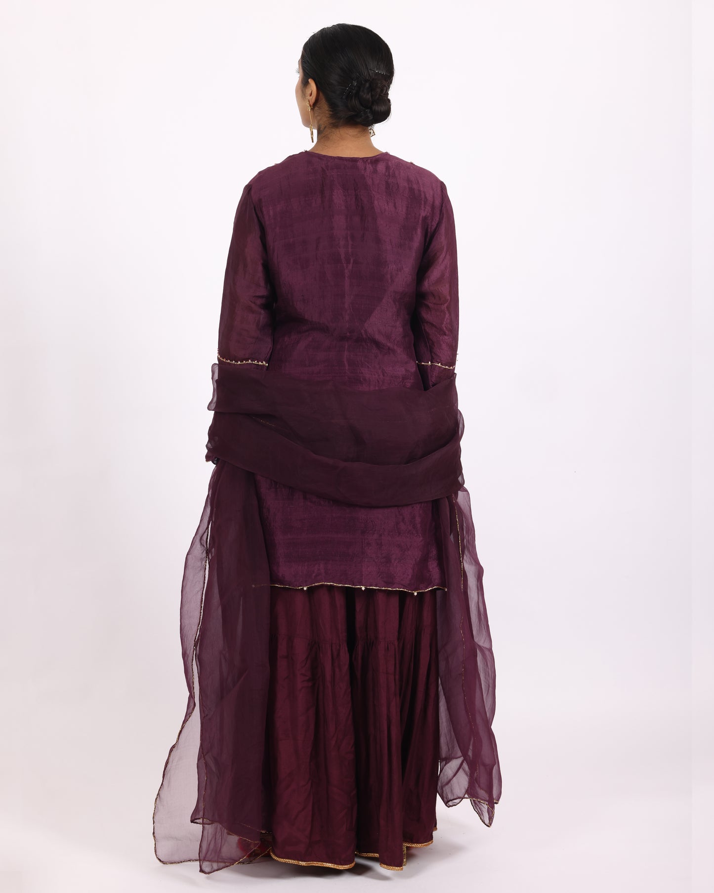 Luxurious Wine Silk Suit