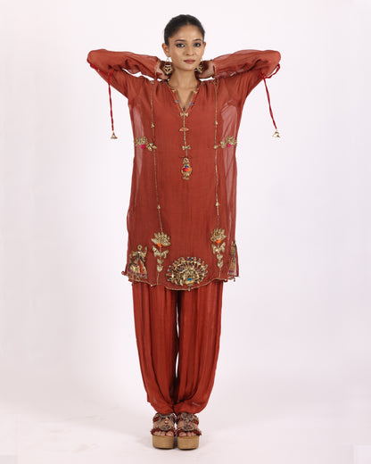 Rust Chanderi Silk Suit