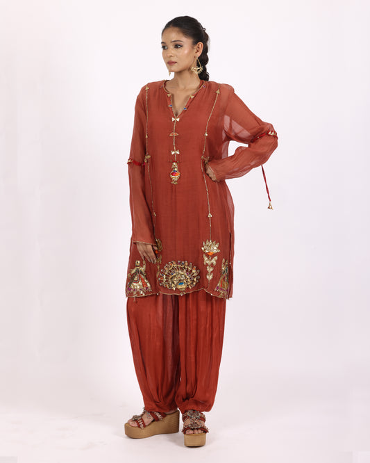 Rust Chanderi Silk Suit