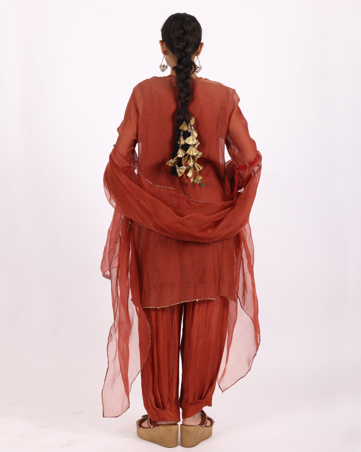 Rust Chanderi Silk Suit