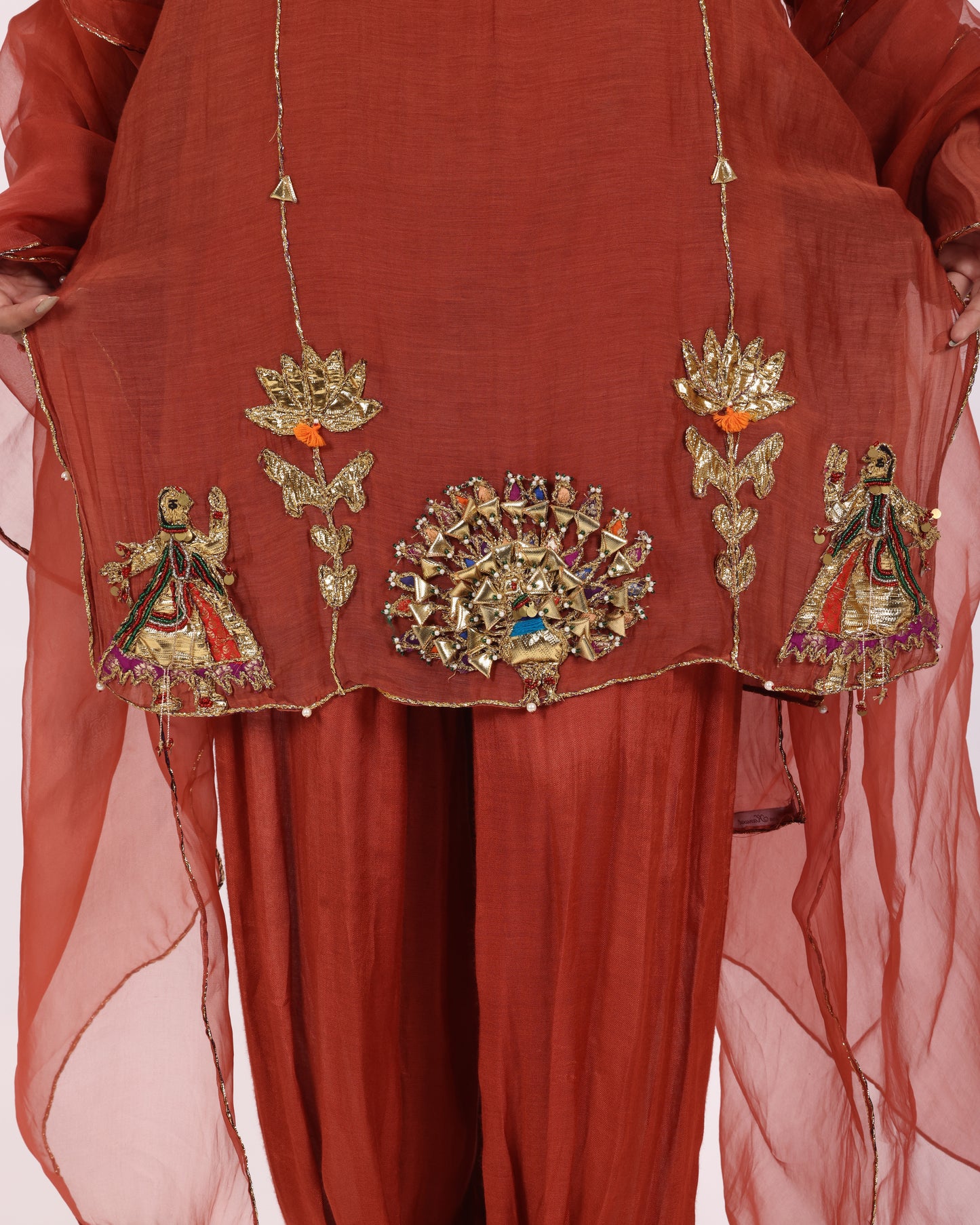 Rust Chanderi Silk Suit