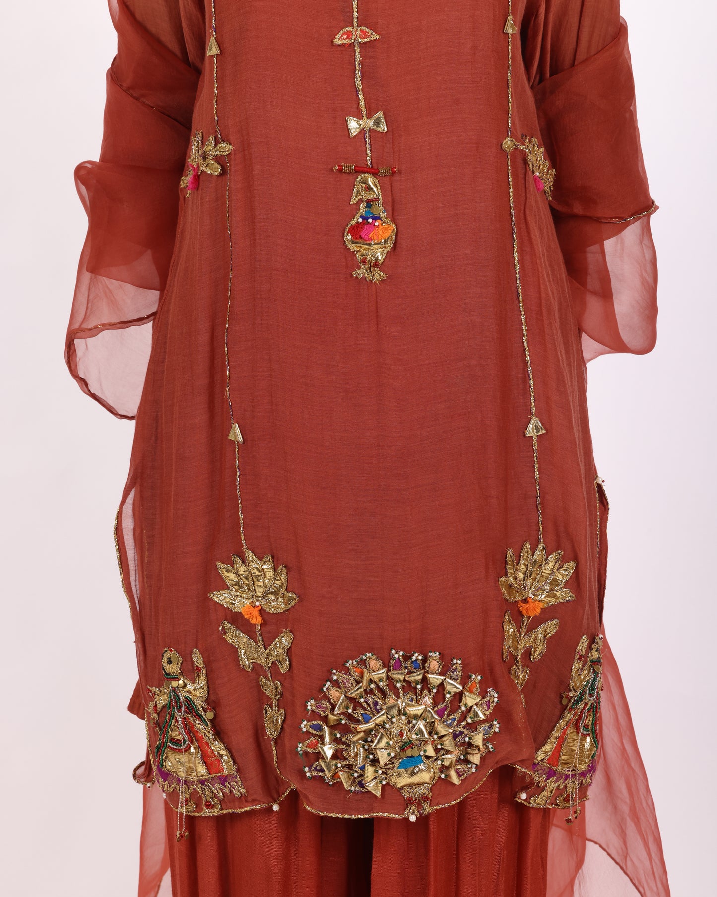 Rust Chanderi Silk Suit