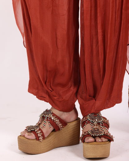 Rust Chanderi Silk Suit