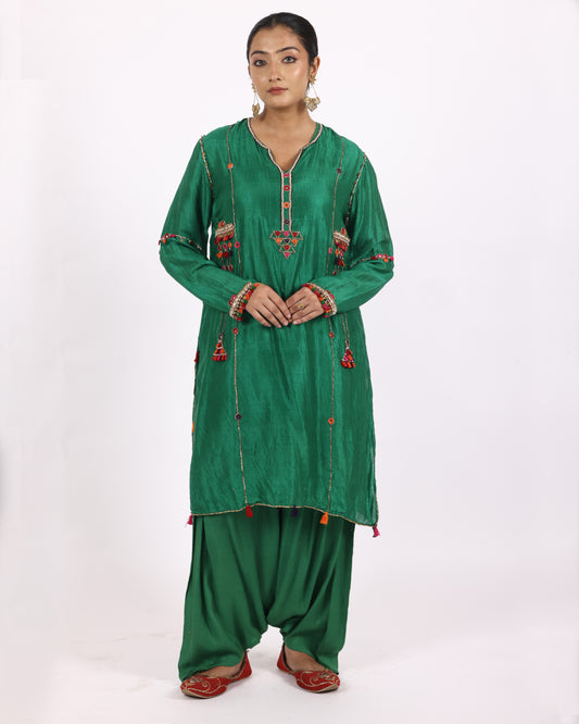 Emerald Green Silk Suit