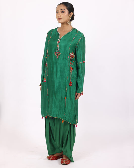 Emerald Green Silk Suit