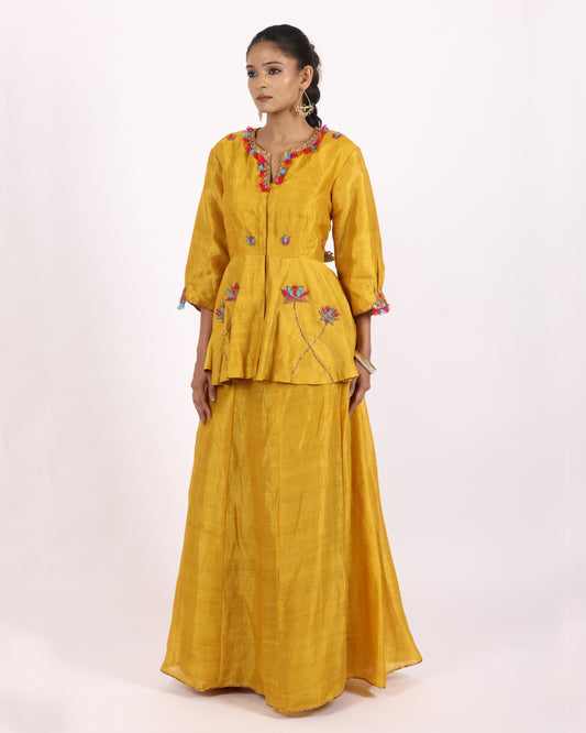 Mustard Yellow Silk Suit