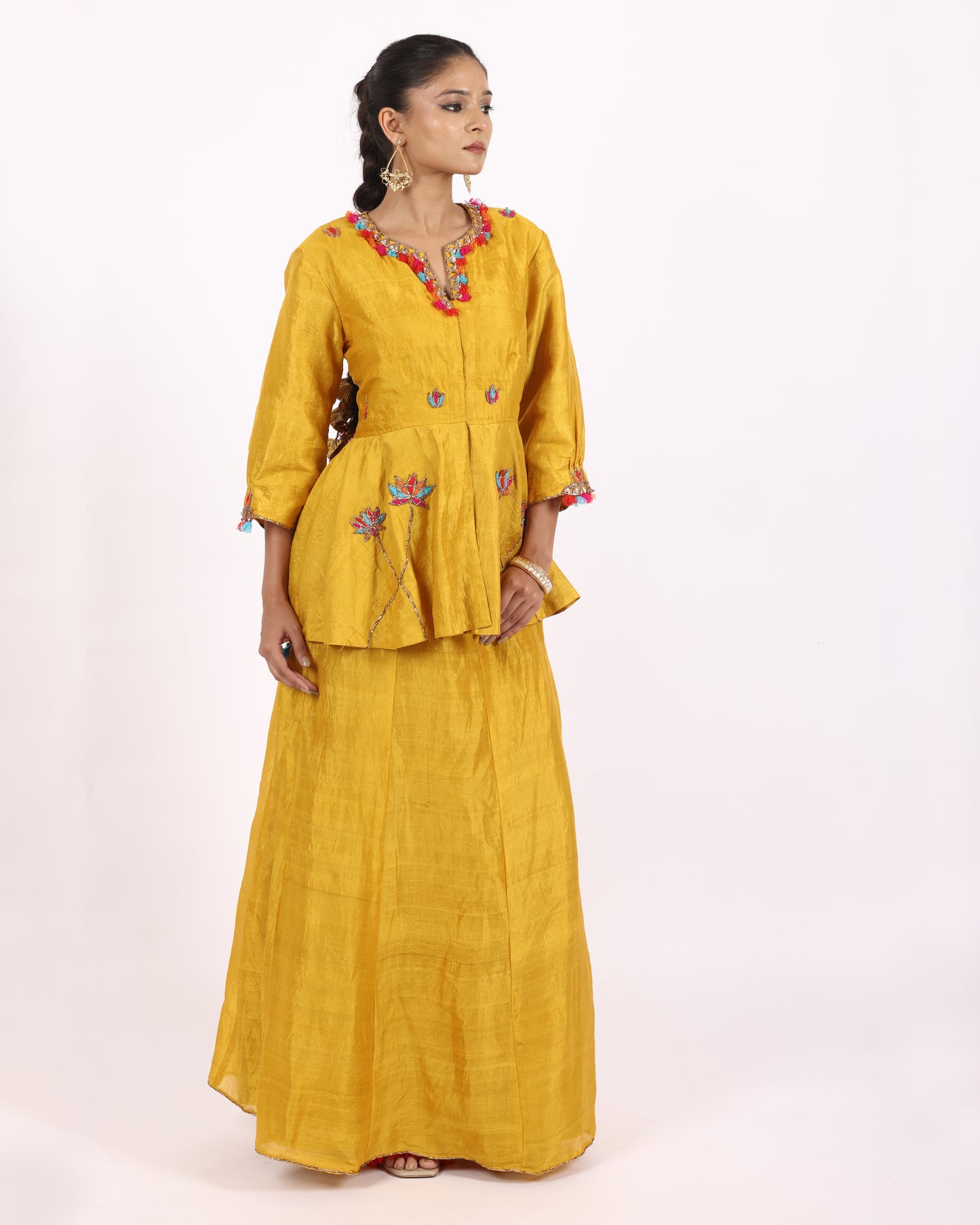 Mustard Yellow Silk Suit