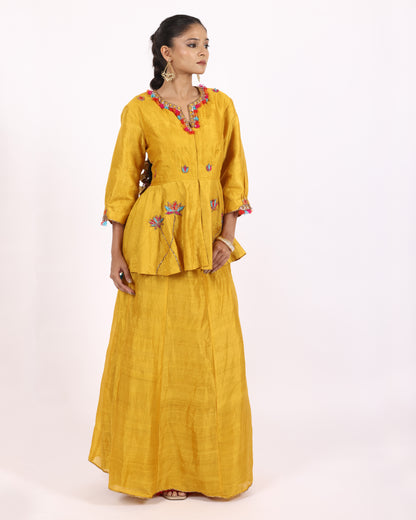Mustard Yellow Silk Suit