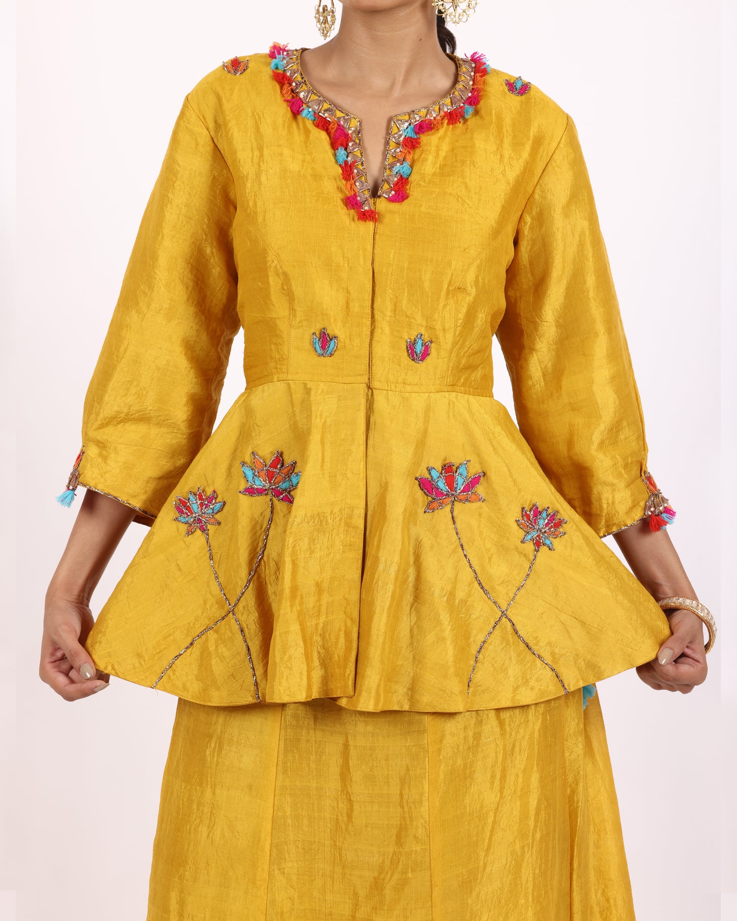 Mustard Yellow Silk Suit