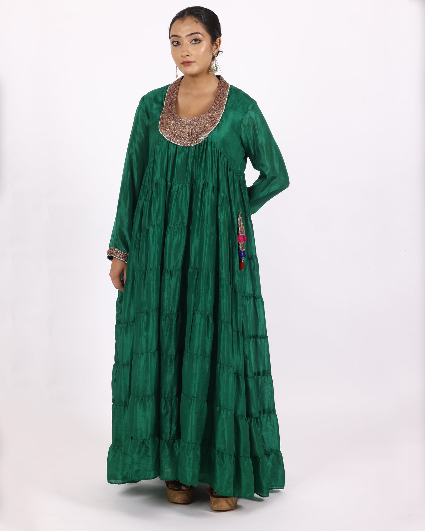 Luxurious Emerald Green Silk Suit