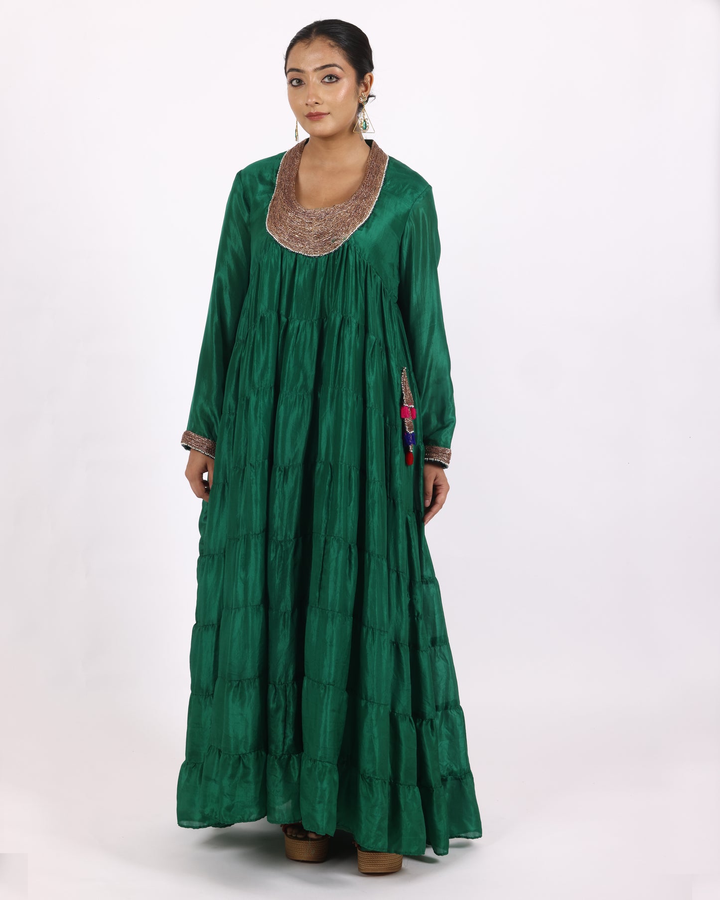 Luxurious Emerald Green Silk Suit