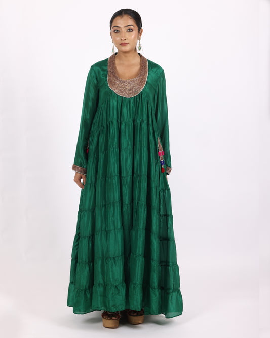 Luxurious Emerald Green Silk Suit