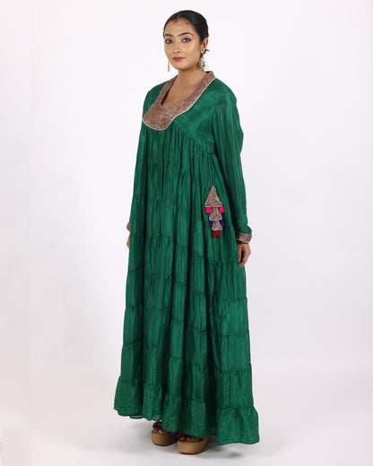 Luxurious Emerald Green Silk Suit