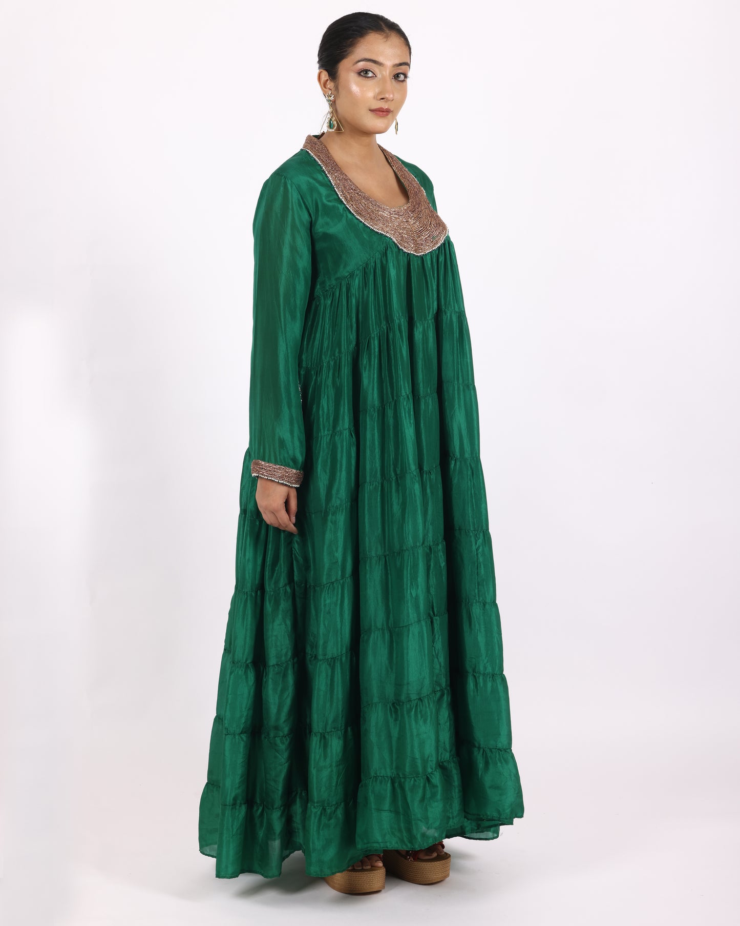 Luxurious Emerald Green Silk Suit