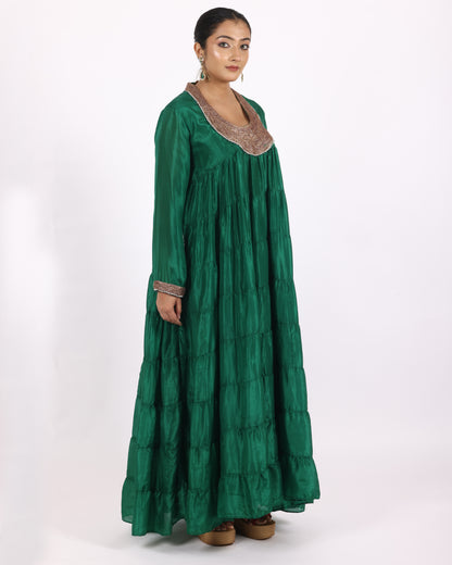 Luxurious Emerald Green Silk Suit