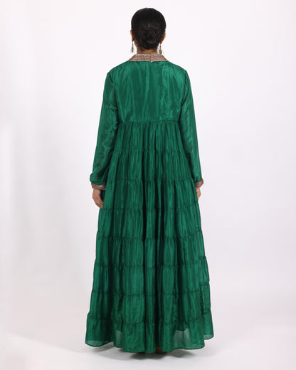 Luxurious Emerald Green Silk Suit