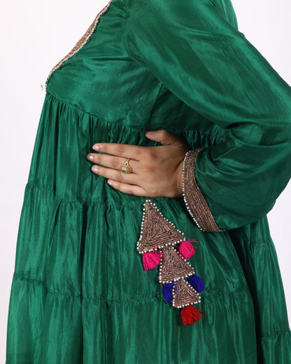 Luxurious Emerald Green Silk Suit
